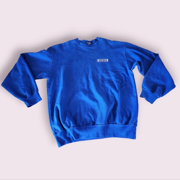 Infrathin Blue Crewneck Gradient Logo Wave Sweatshirt - Picture 4 of 6